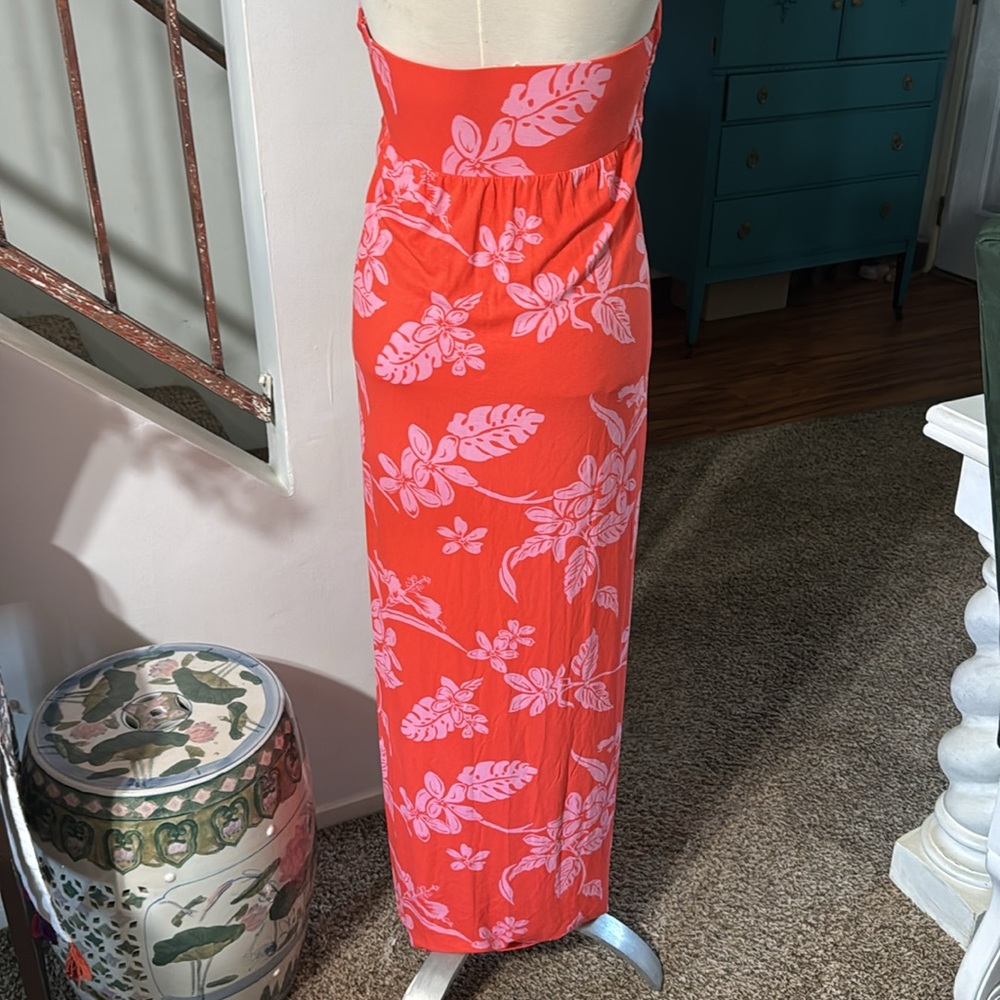 Tommy Bahama Coral Pink Floral Strapless Maxi Dress - Picture 3 of 11